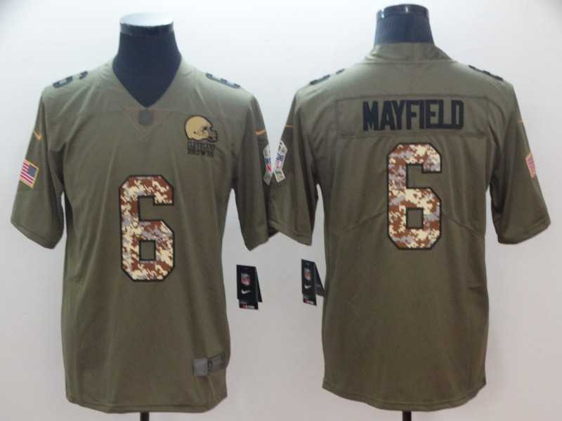 Nike Browns 6 Baker Mayfield Olive Camo Salute To Service Limited Jersey,We sell and wholesale Nike Browns 6 Baker Mayfield Olive Camo Salute To Service Limited Jersey on line form chian!
